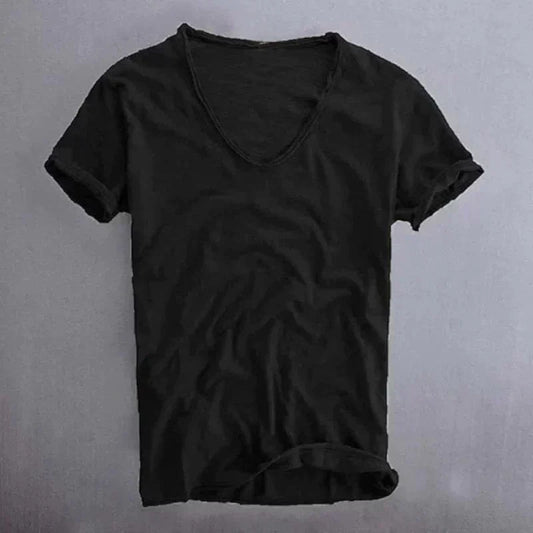 Classic V Neck Tee for Men Summer Wear - Luxivelle