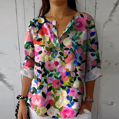 Elegant Flower Pattern Women's Blouse