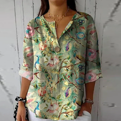 Elegant Flower Pattern Women's Blouse