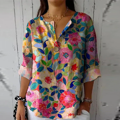 Elegant Flower Pattern Women's Blouse