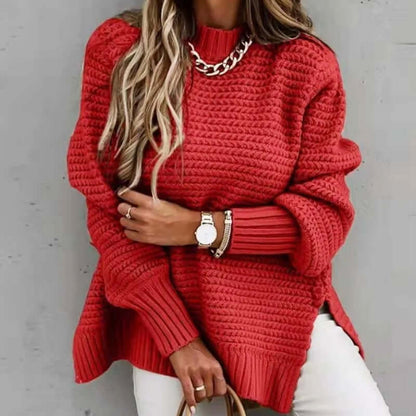 Ladies' Crew Neck Warm Knit Sweater - Luxivelle