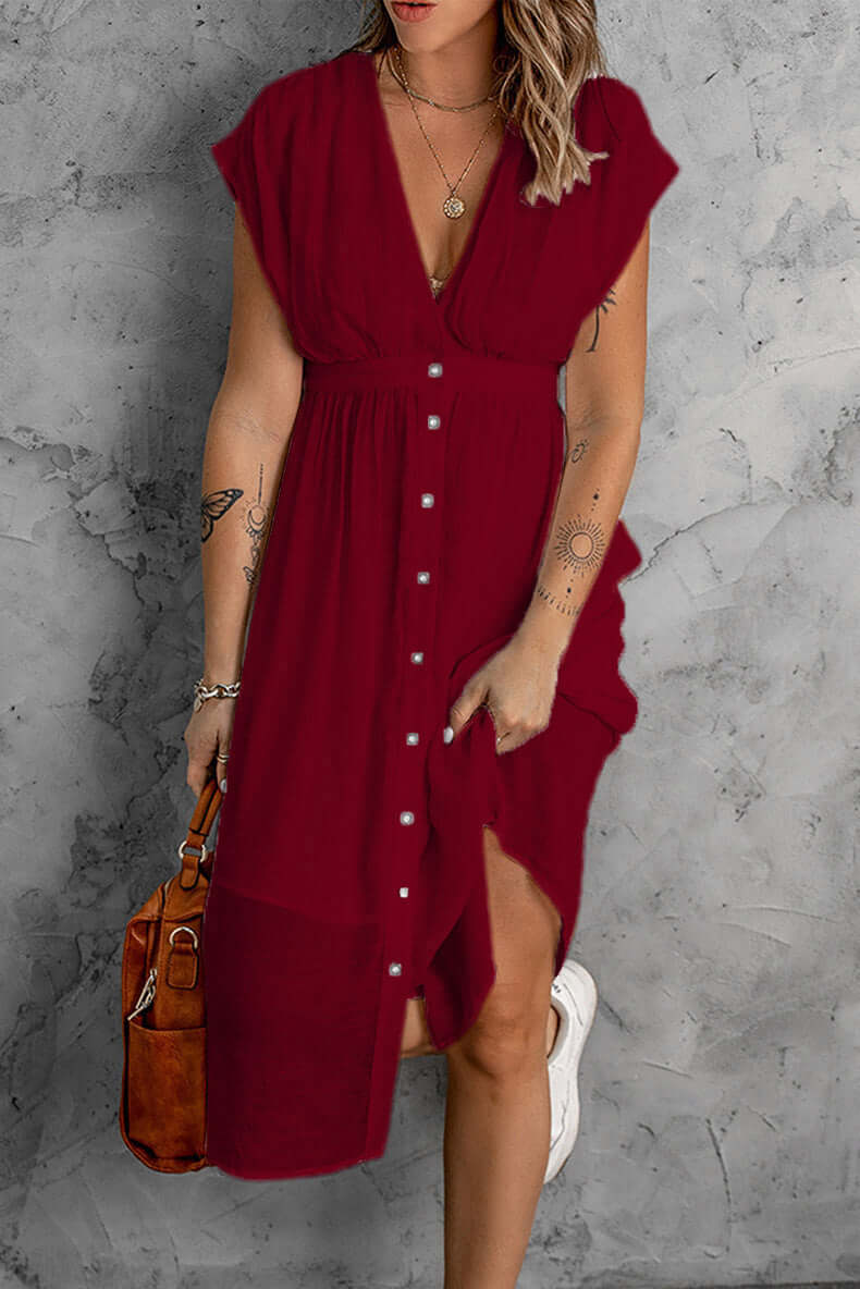 Ladies' Casual Long Sleeve V Dress