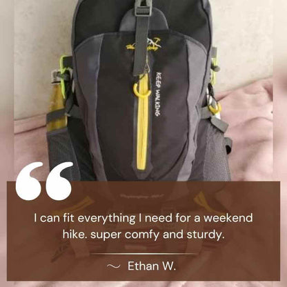 "40L waterproof hiking backpack with multiple compartments, adjustable straps, and durable design for outdoor adventures."