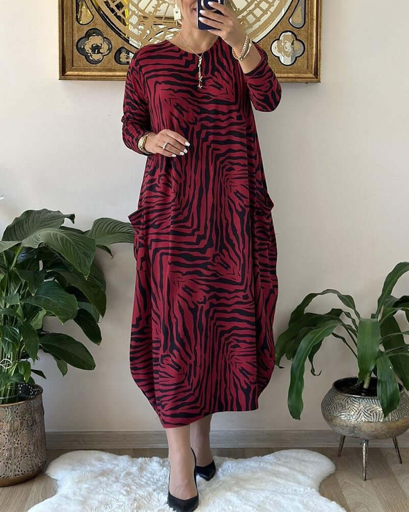 Comfy Wild Print Shift Dress with Pockets - Luxivelle