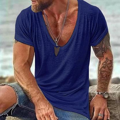 Men's Breathable V-Neck Casual Summer Tee Shirt
