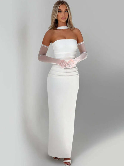 Elegant Sleeveless Formal Gown with Shawl