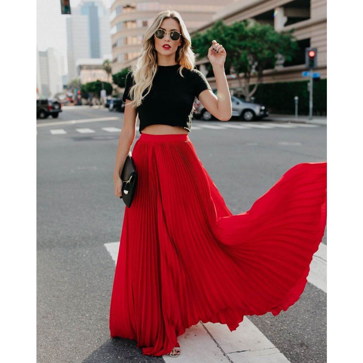 Flowy High Waisted Long Skirt - Luxivelle