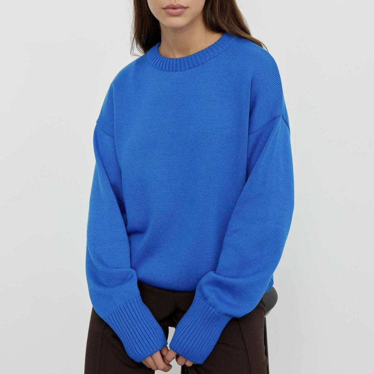 Feminine Crew Neck Fitted Knit Top