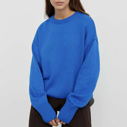 Feminine Crew Neck Fitted Knit Top