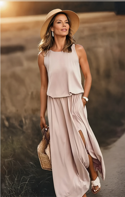 Women's Strapless Sundress with Round Neckline