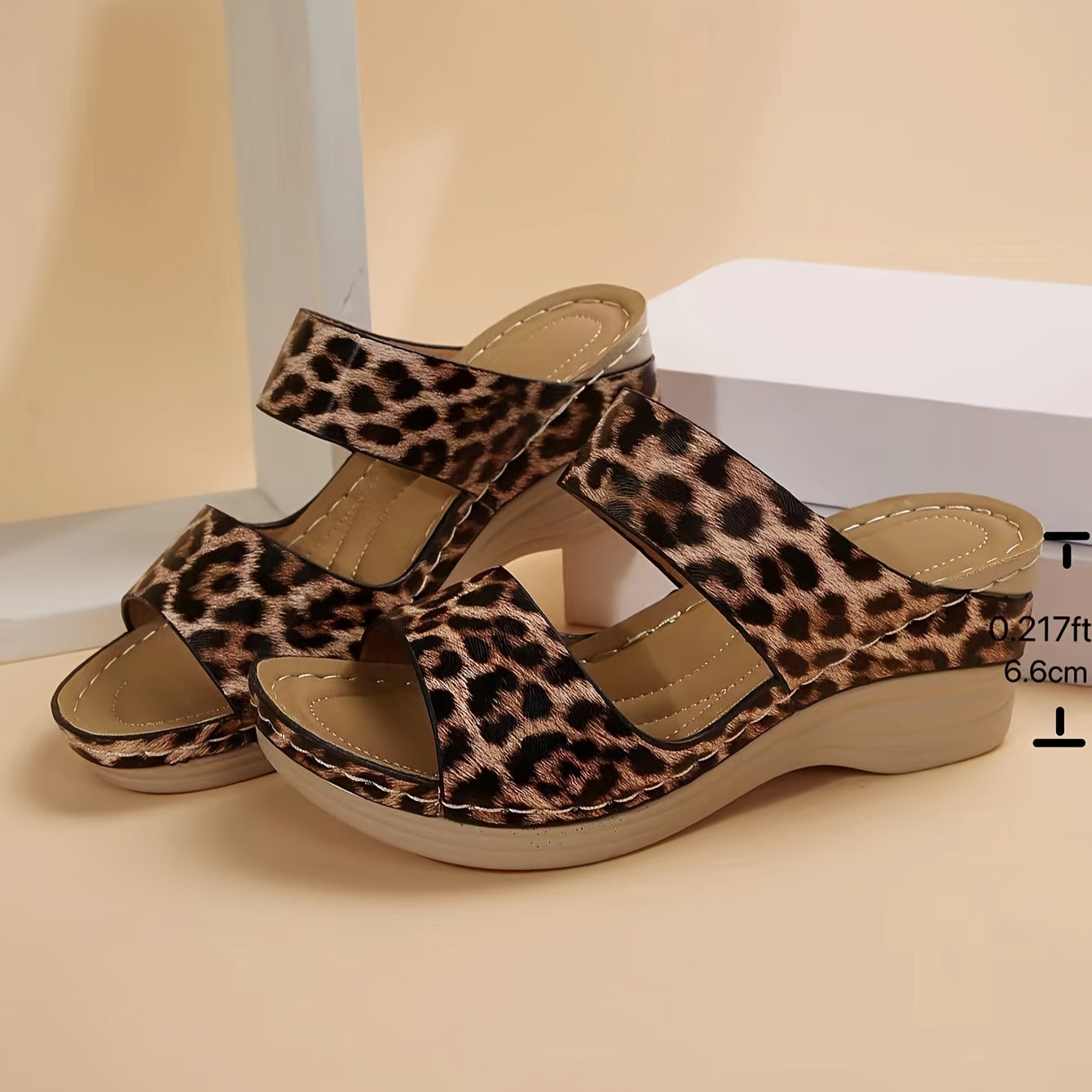 Animal Print High Heel Slide Sandals