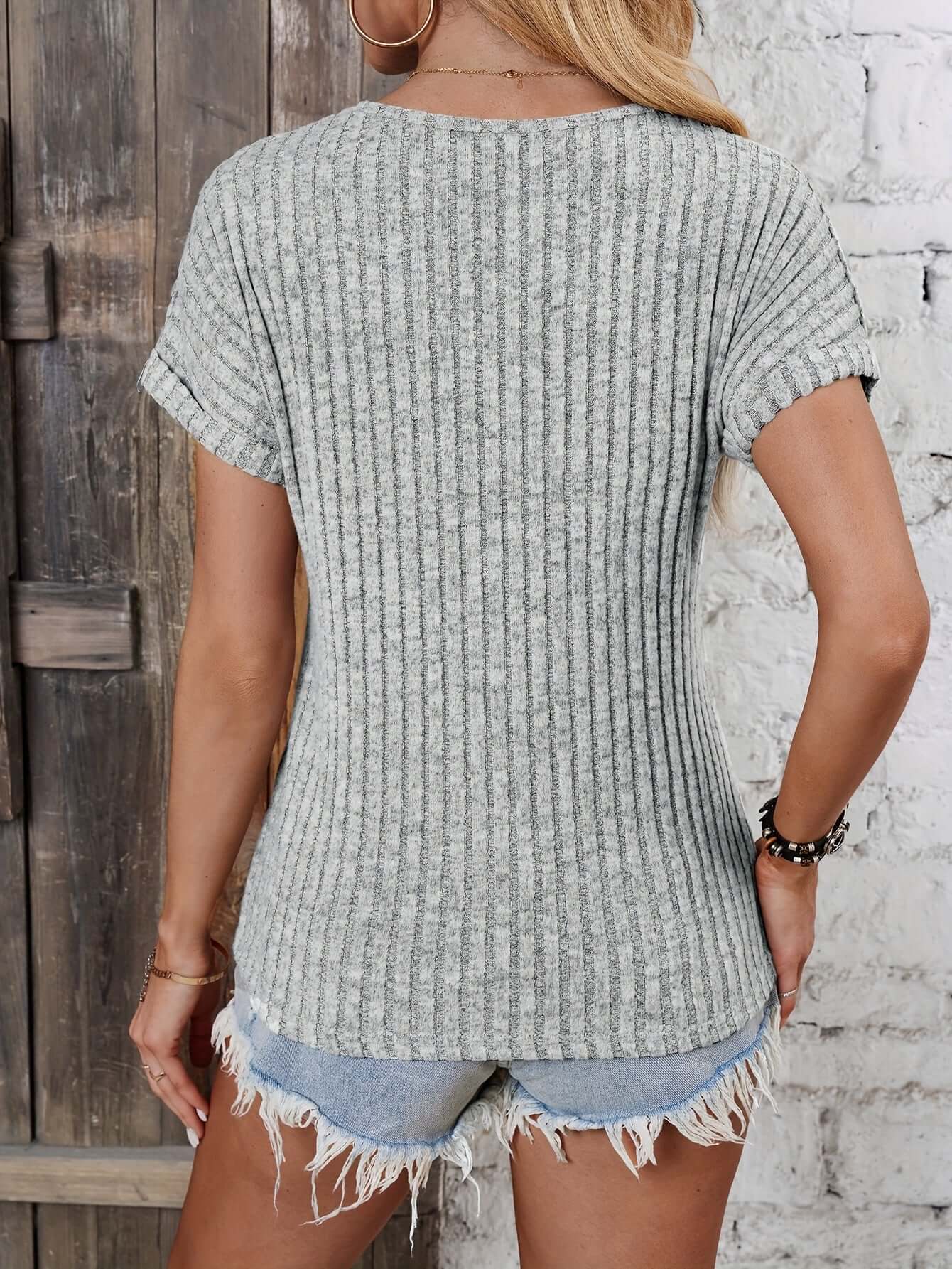 Ladies' Textured Crew Neck Knit Shirt