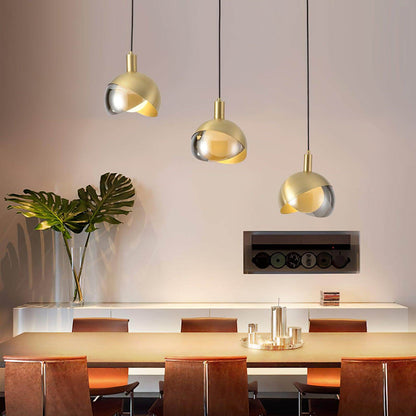 Customizable Chrome Hanging Lamp with Clear Glass Shade