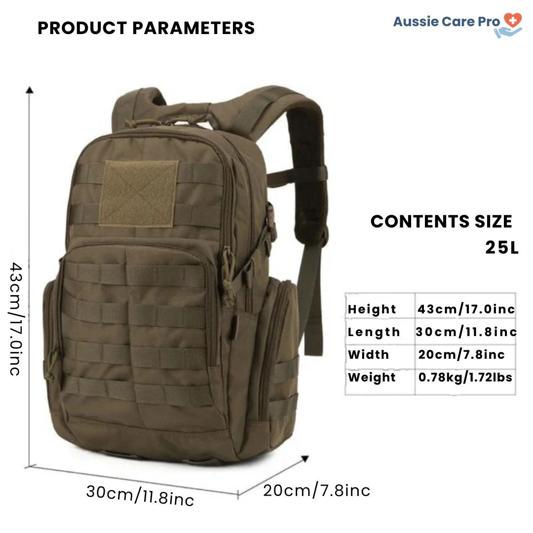 Durable 25L Military Backpack with Water-Resistant Coating