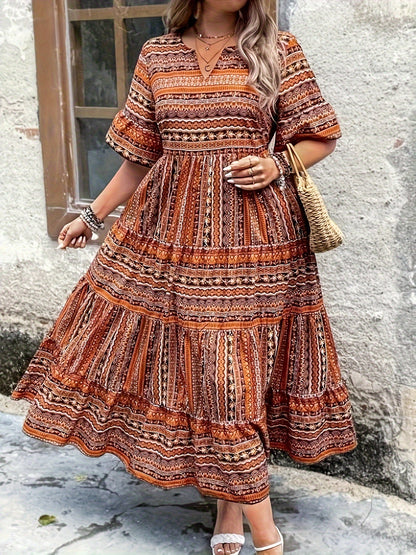 Vibrant Global Inspired Floral Maxi Dress