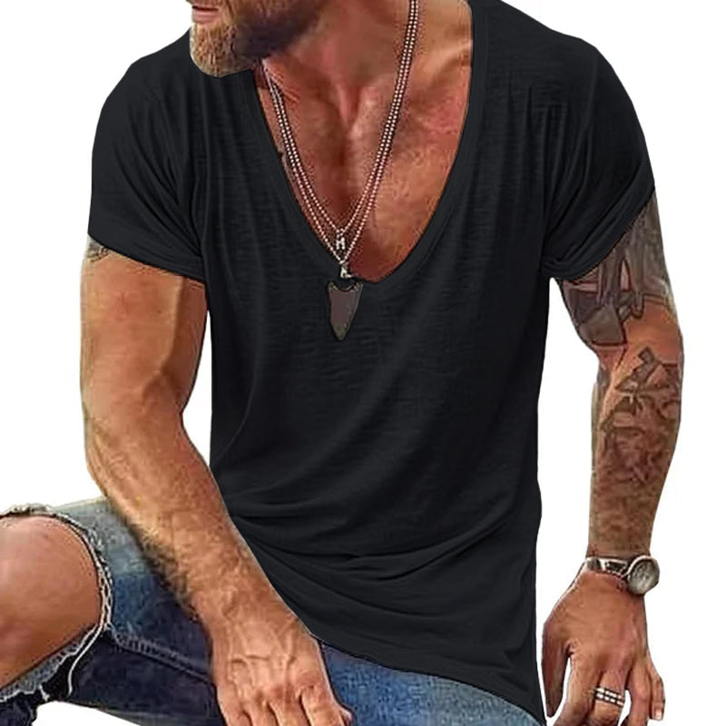Men's Breathable V-Neck Casual Summer Tee Shirt - Luxivelle