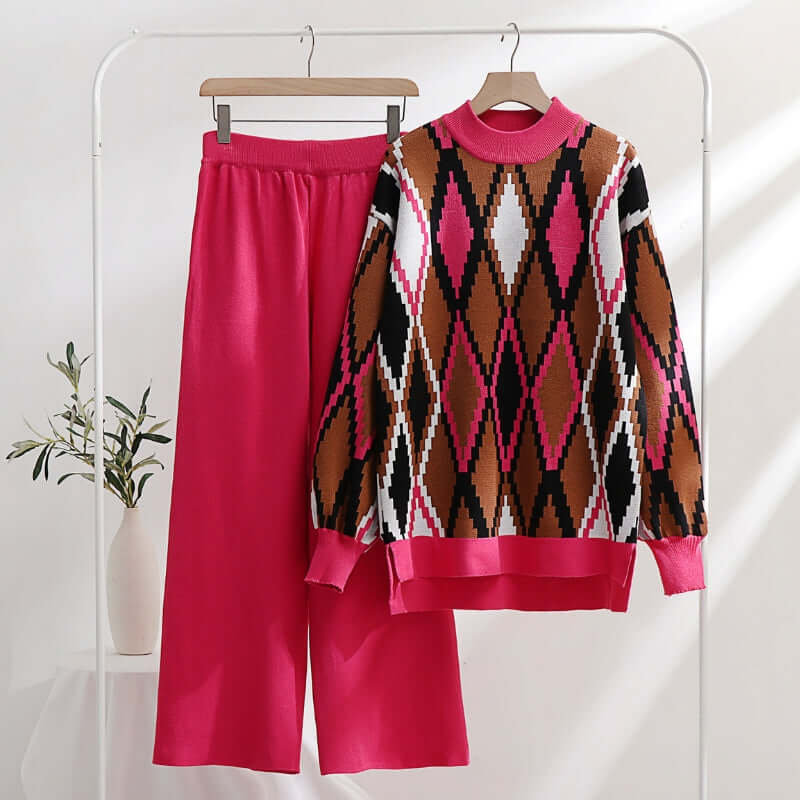 Colorful Floral 2 Piece Crop Top and Pants Set