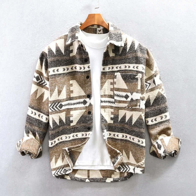 Western Tribal Pattern Denim Jacket