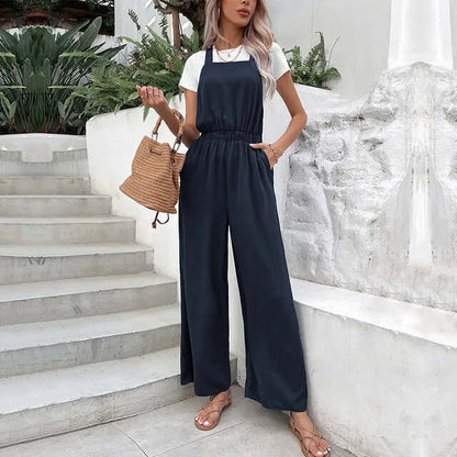 Women's Comfortable Loose Fit Jumpsuit with Pockets - Luxivelle