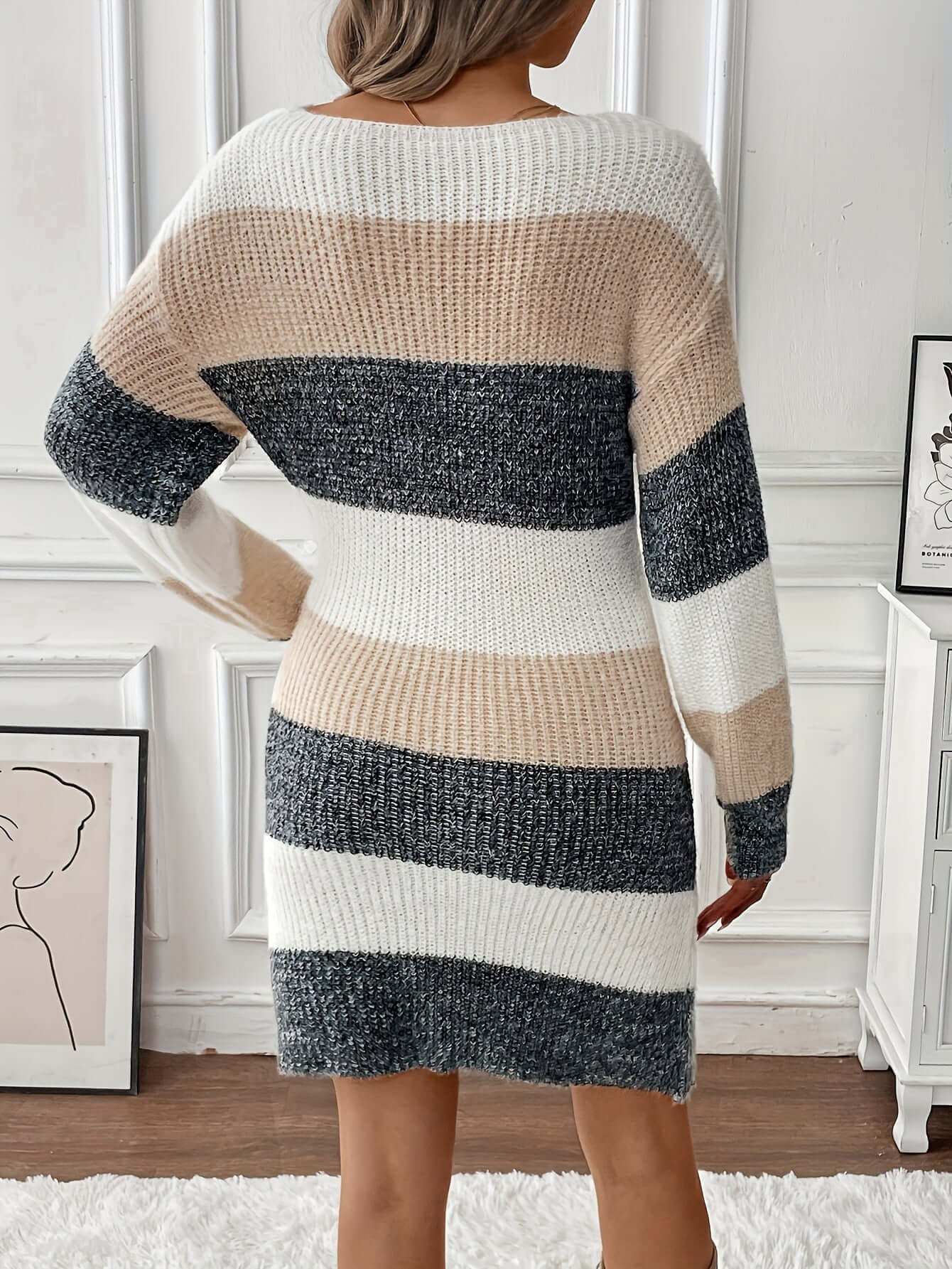 Ladies' Colorful Cable Knit Sweater Dress