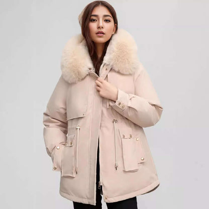 Ladies Warm Faux Fur Lined Parka Coat
