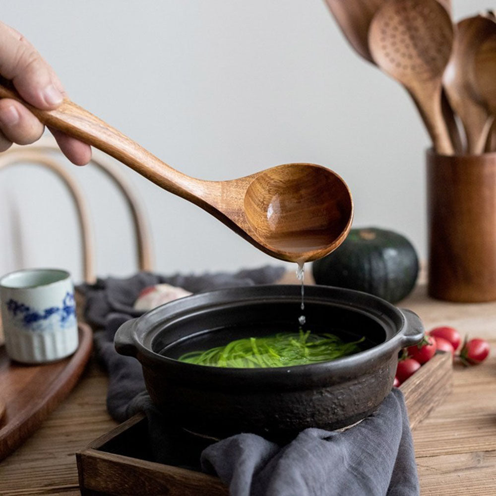 Premium Wooden Kitchen Utensil Set - Durable & Easy Clean