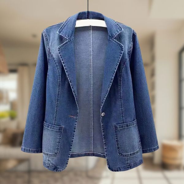 Classic Female Jean Jacket with Pockets - Luxivelle