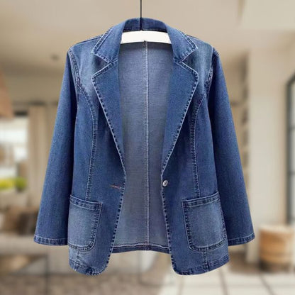 Classic Female Jean Jacket with Pockets - Luxivelle