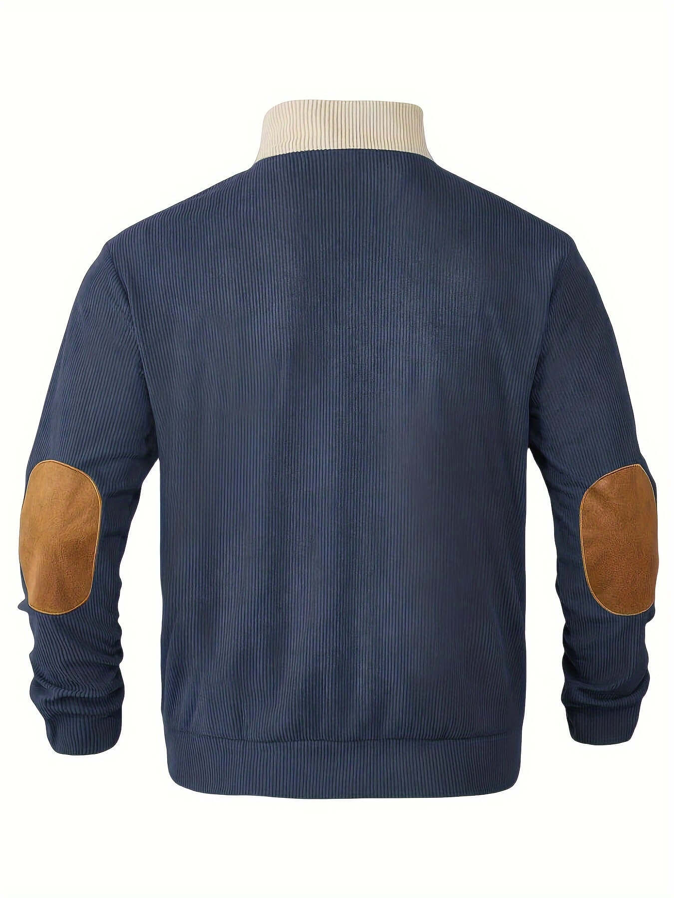 Classic Crew Neck Patched Knit Sweater for Men