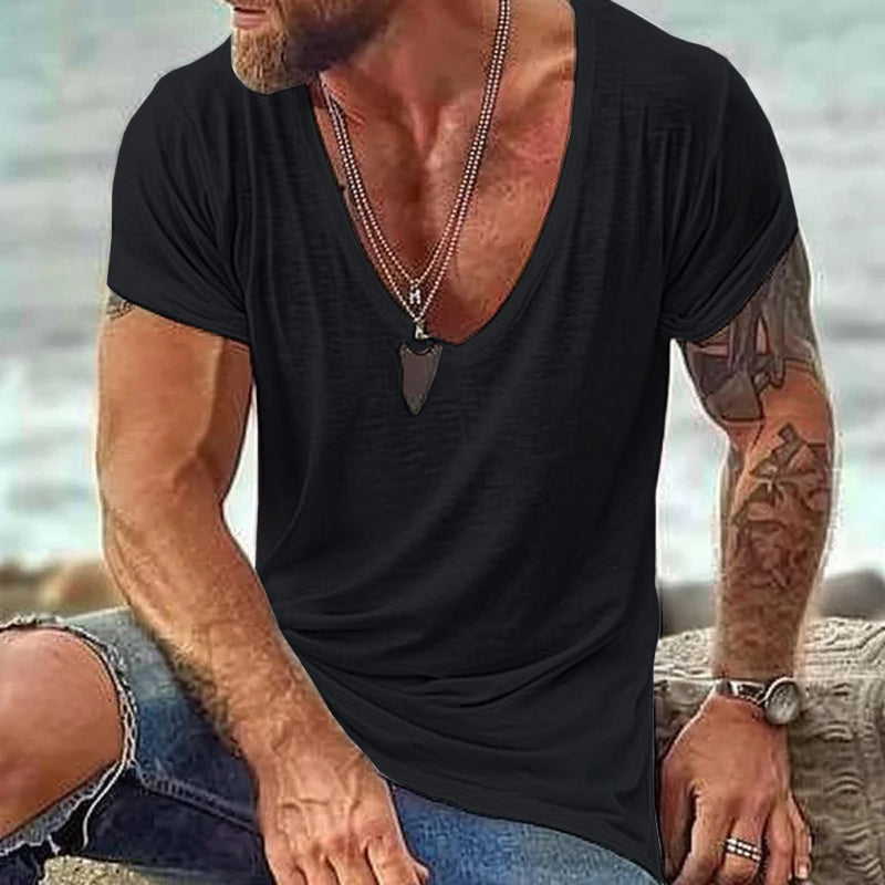 Men's Breathable V-Neck Casual Summer Tee Shirt