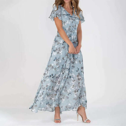 Ladies Long Flower Pattern Dress