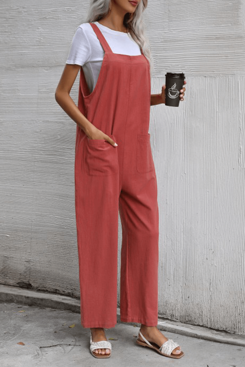 Comfy Women's Straight Leg Romper with Pockets