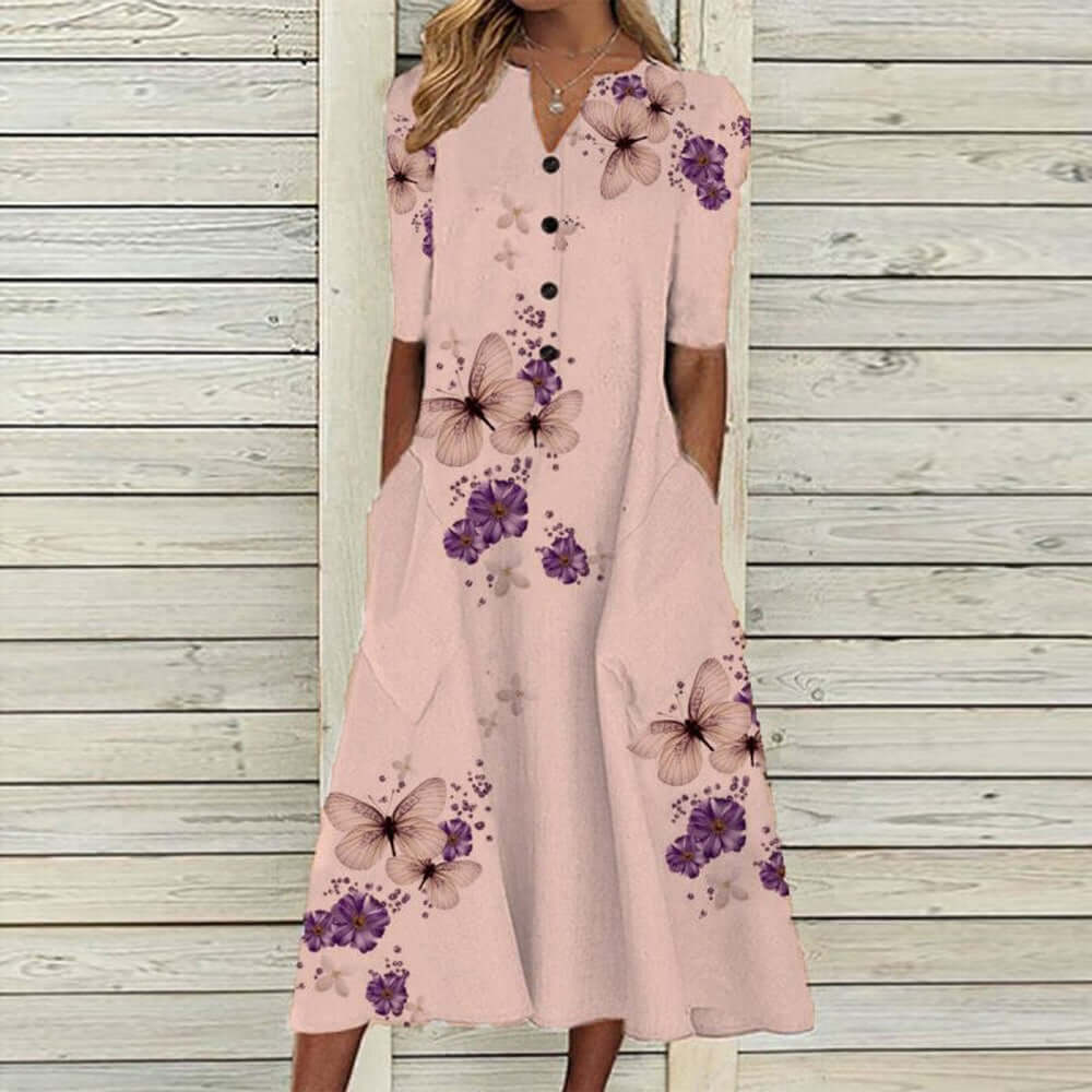 Vintage Floral Midi Dress - Luxivelle