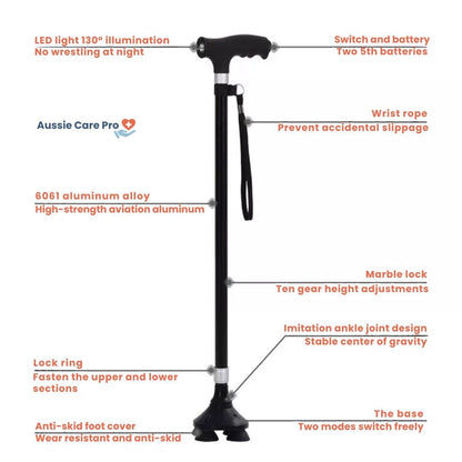 Comfortable Walking Stick for Elderly - Adjustable Handle