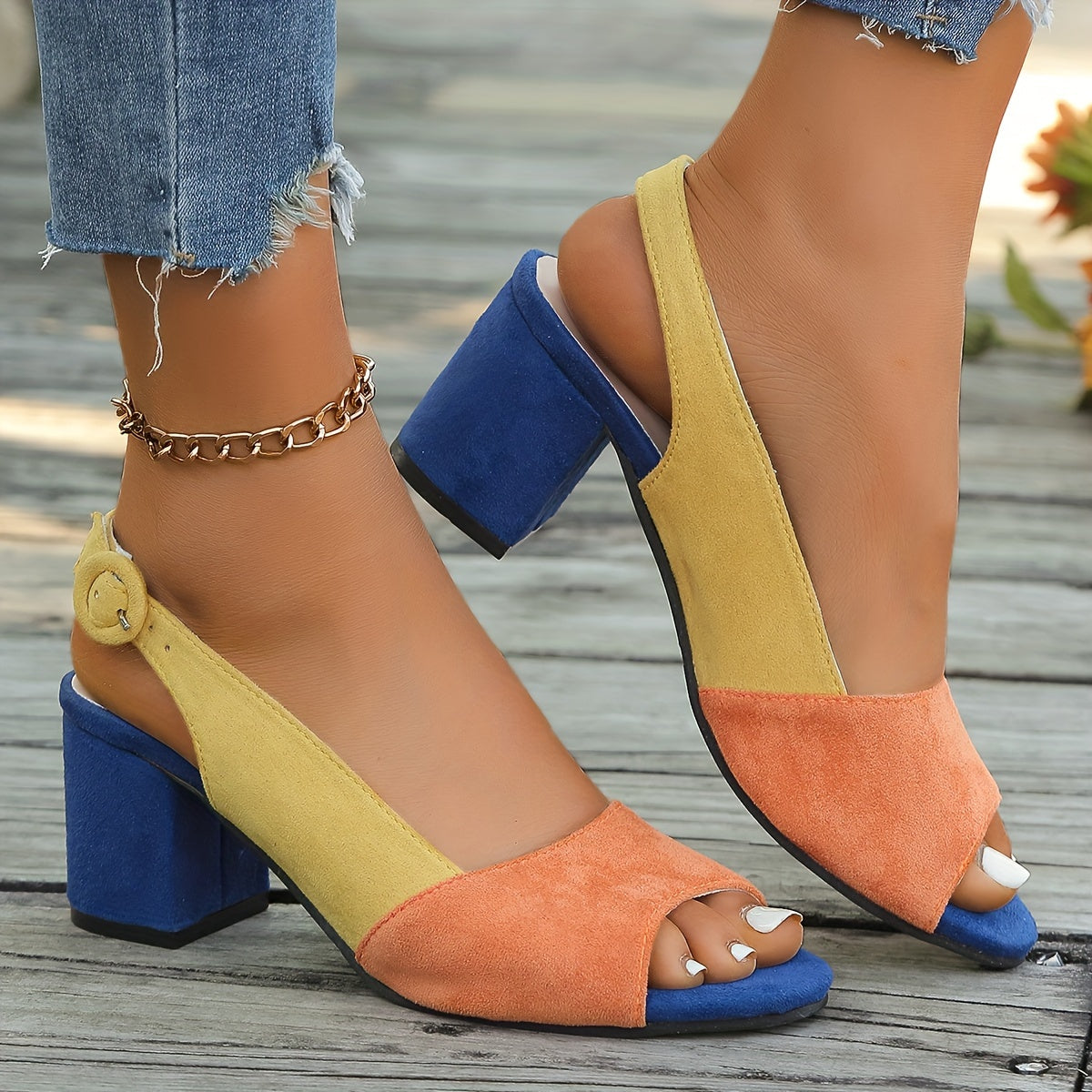 Stylish Block Heel Slingback Shoes