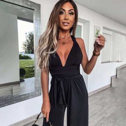 Chic V-Neck Womens Jumpsuit