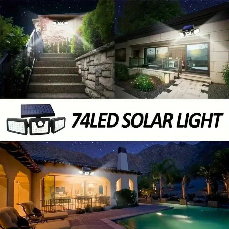 Bright Outdoor Motion Security Light with 3 Heads