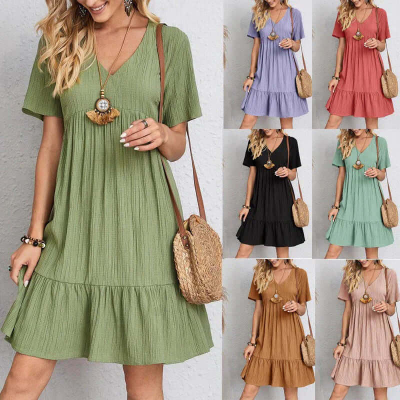 Chic V-Neck Short Dress
