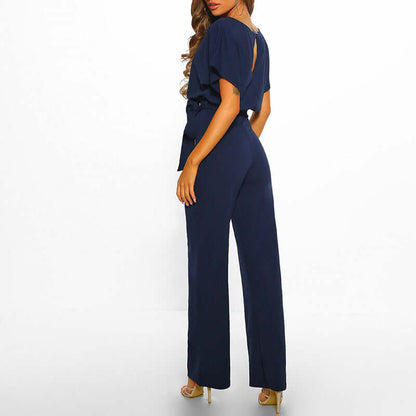Chic Ladies' Waist Belt Jumpsuit - Luxivelle