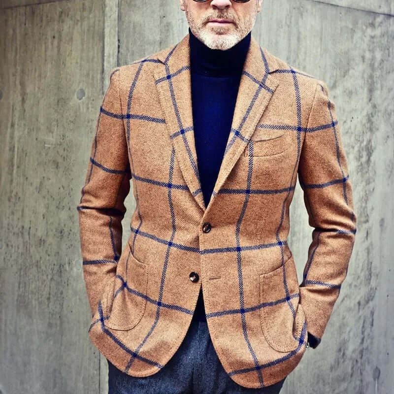 Classic Plaid Mens Suit Jacket - Luxivelle