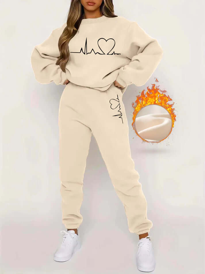 Love Pattern Sweat Suit Set