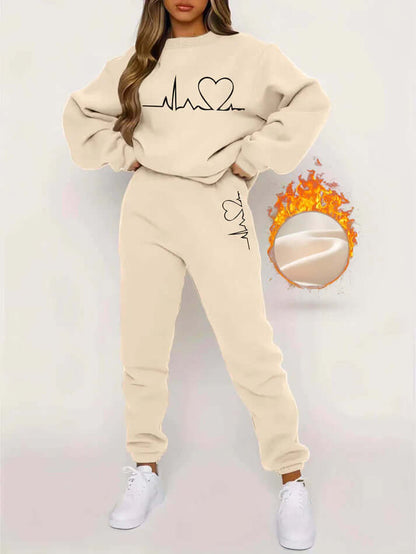 Love Pattern Sweat Suit Set