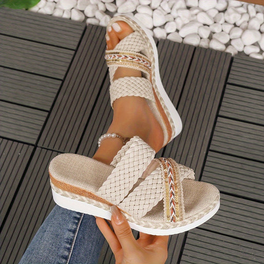 Trendy Braided Flat Sandals - Luxivelle