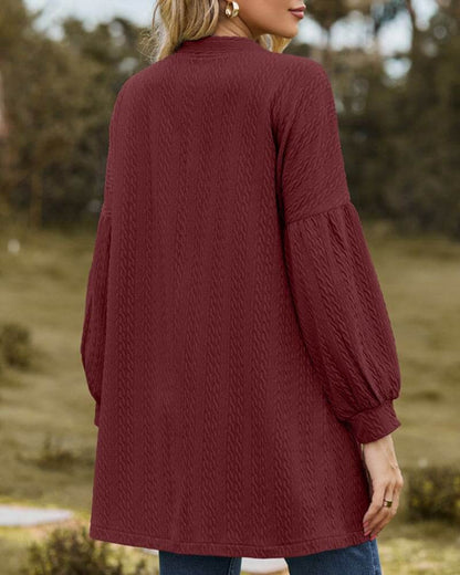 Women's Cable Knit Long Sleeve Cardigan