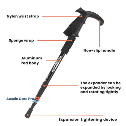 Compact Folding Walking Stick with Comfort Grip