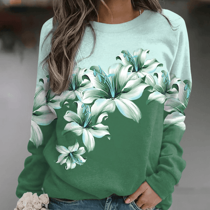 Casual Floral Loose Fit Women's Sweatshirt