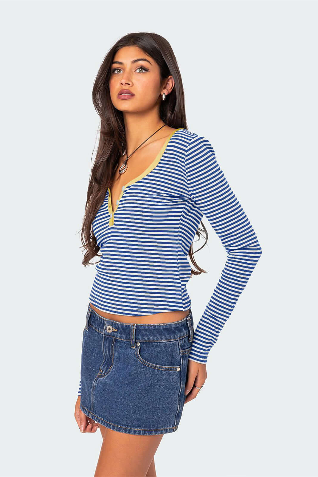 Ladies' Classic Breasted Striped Tee Shirt