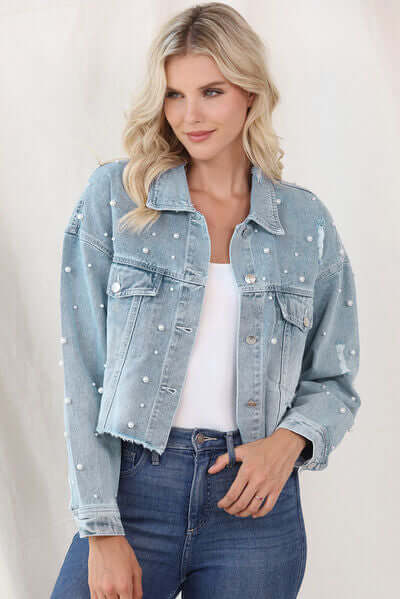 Classic ladies' Beaded Jeans Jacket