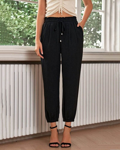 Relaxed Fit Elastic Waist Pants