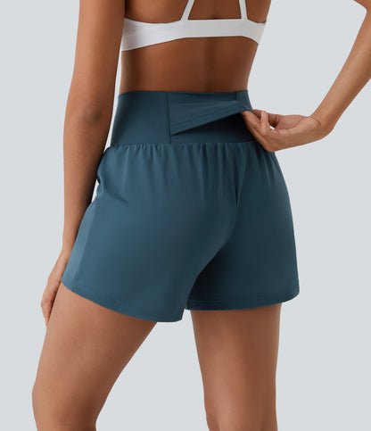 Margarethe Yoga Shorts - 2-in-1 High Waist with Pockets, Breathable Fabric-3